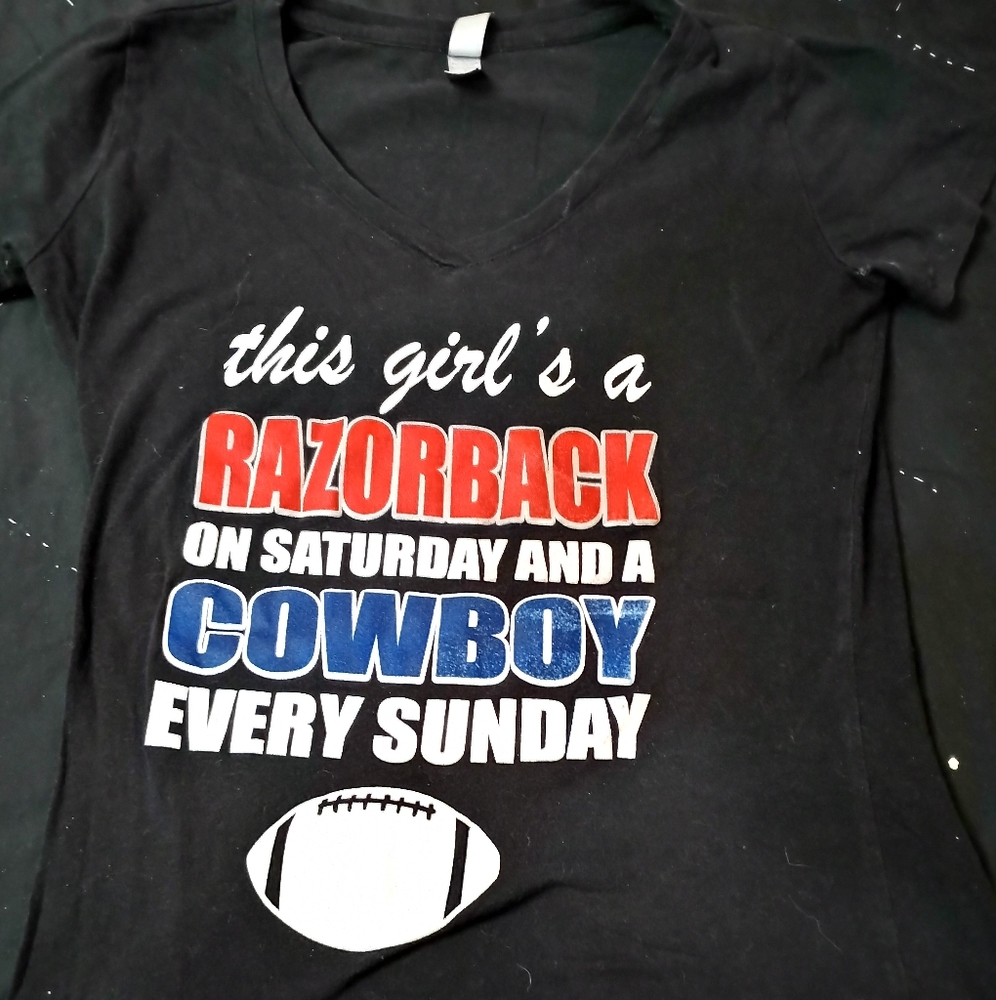 Ladies Junior Razorback/Cowboys t shirt